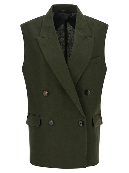 Max Mara Studio MstAia Bicolor Linen Waistcoat