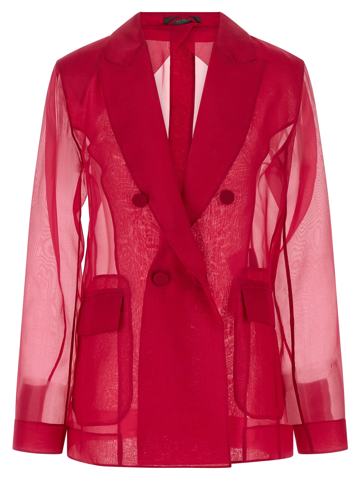 Max Mara Fuchsia Silk-Organza Double-Breasted Blazer