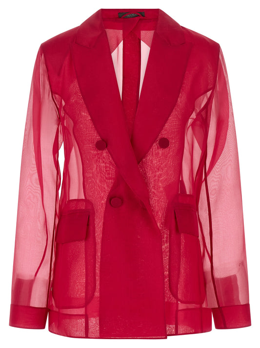 Max Mara Fuchsia Silk-Organza Double-Breasted Blazer