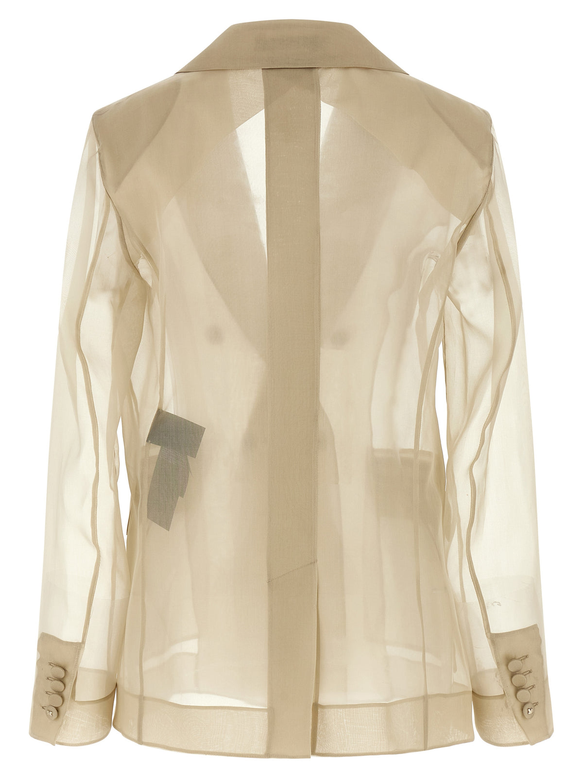 Max Mara Beige Silk Organza Double-Breasted Blazer