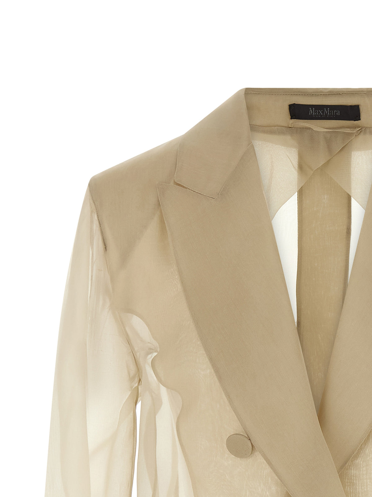 Max Mara Beige Silk Organza Double-Breasted Blazer