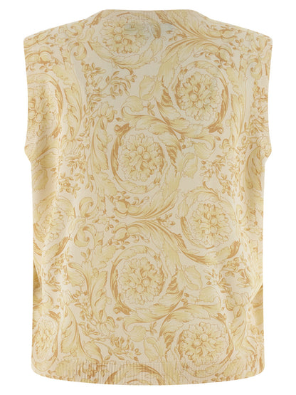 Versace Barocco Multicolor Silk Sleeveless Jacket
