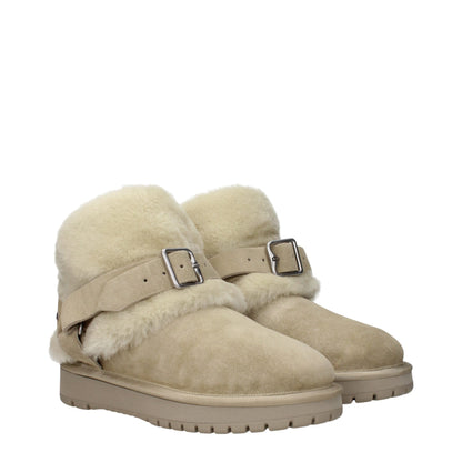 Burberry Shearling-Lined Fern Suede Ankle Boots