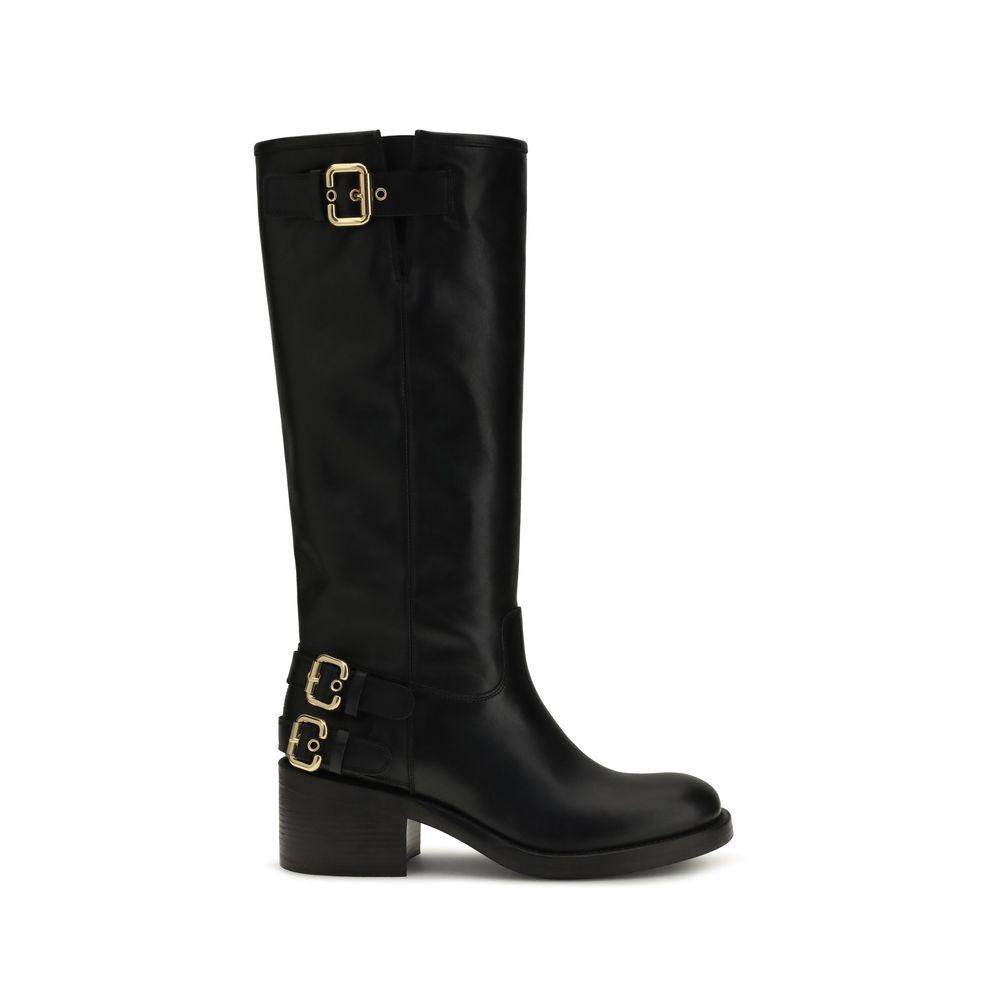 Chloé Dakota Black Calfskin Biker Boots