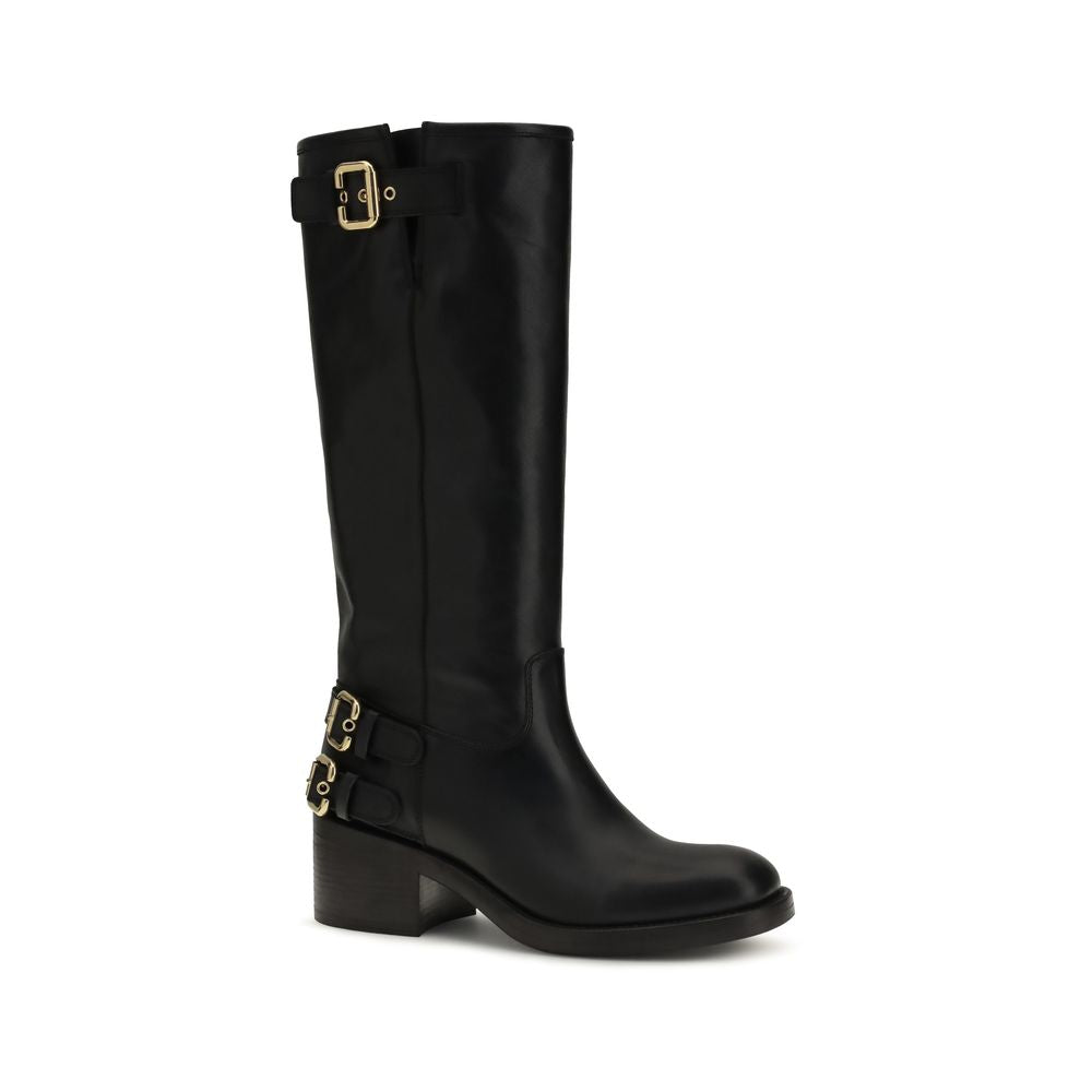 Chloé Dakota Black Calfskin Biker Boots