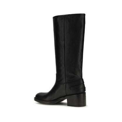 Chloé Dakota Black Calfskin Biker Boots