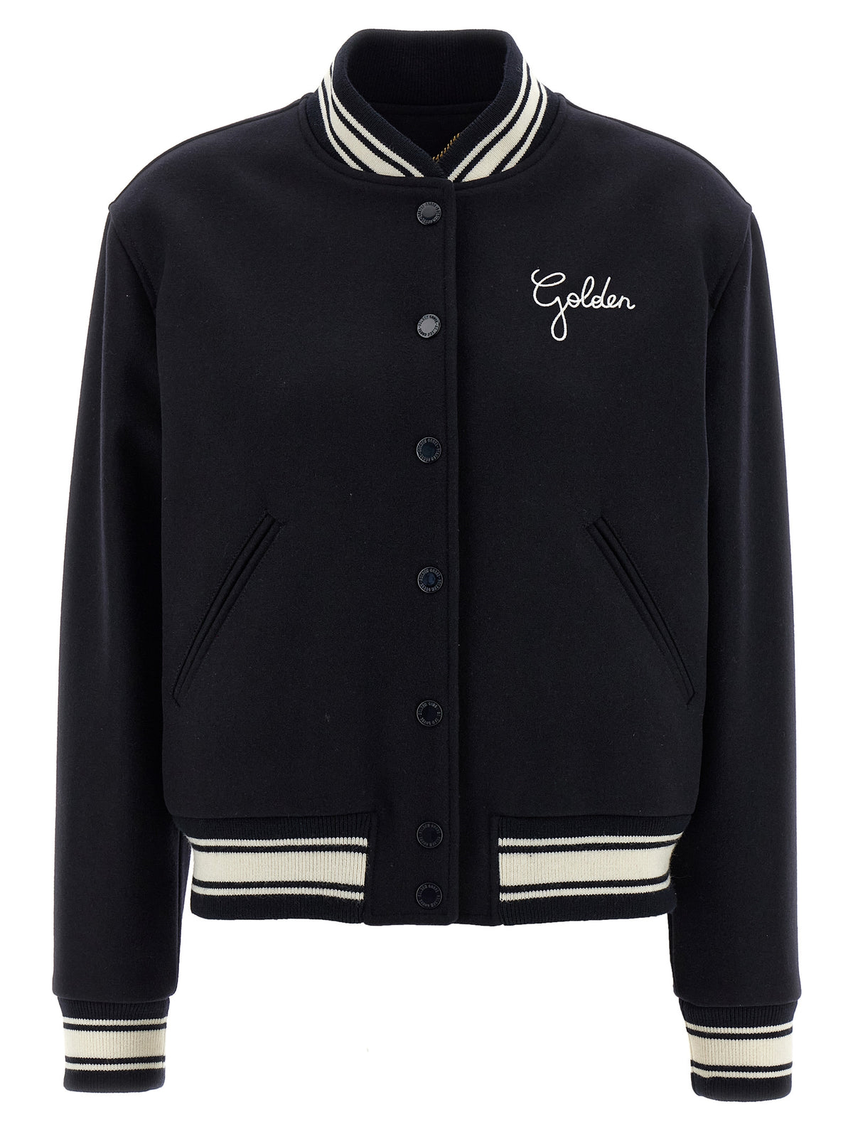 Golden Goose Dirce Blue Virgin Wool Bomber Jacket