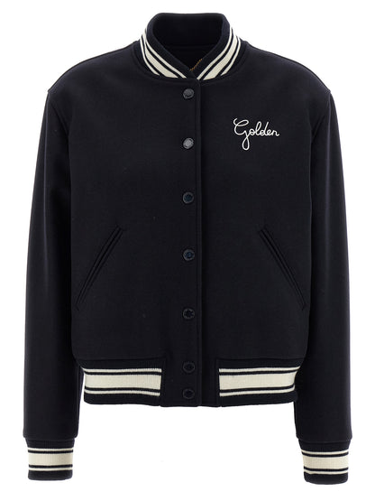 Golden Goose Dirce Blue Virgin Wool Bomber Jacket