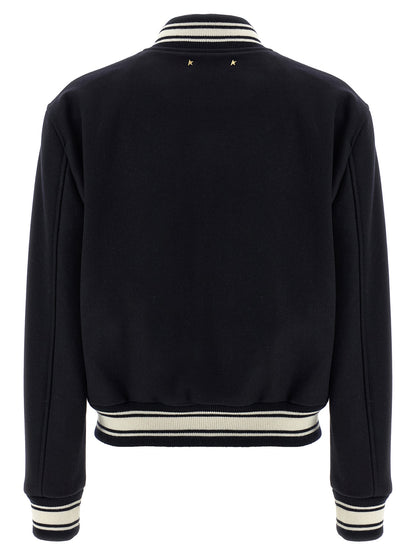 Golden Goose Dirce Blue Virgin Wool Bomber Jacket