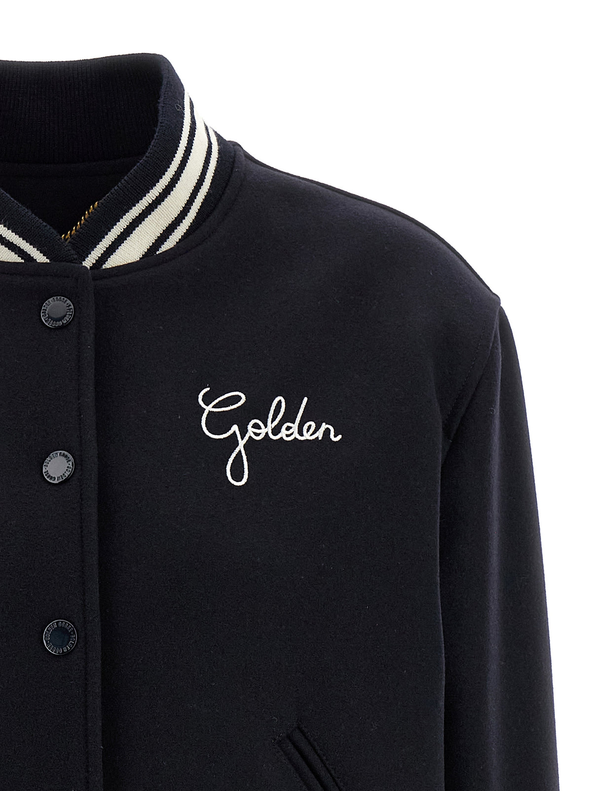 Golden Goose Dirce Blue Virgin Wool Bomber Jacket