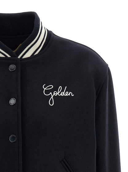 Golden Goose Dirce Blue Virgin Wool Bomber Jacket