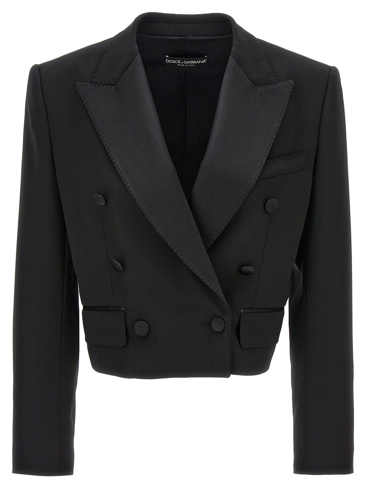 Dolce & Gabbana Black Cropped Tuxedo Blazer