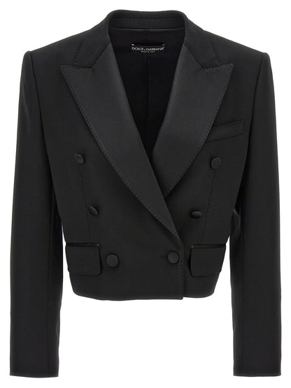 Dolce & Gabbana Black Cropped Tuxedo Blazer