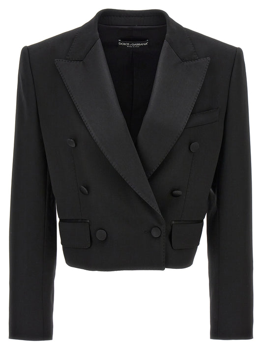 Dolce & Gabbana Black Cropped Tuxedo Blazer