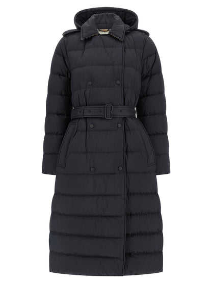 Burberry Black Padded Quilted Trench Coat
