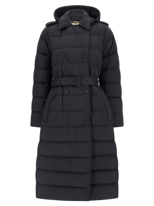 Burberry Black Padded Quilted Trench Coat
