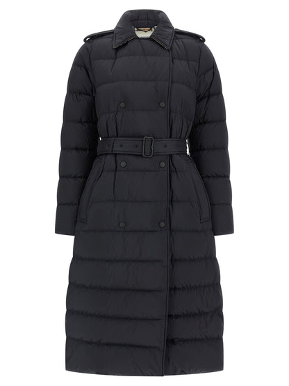 Burberry Black Padded Quilted Trench Coat