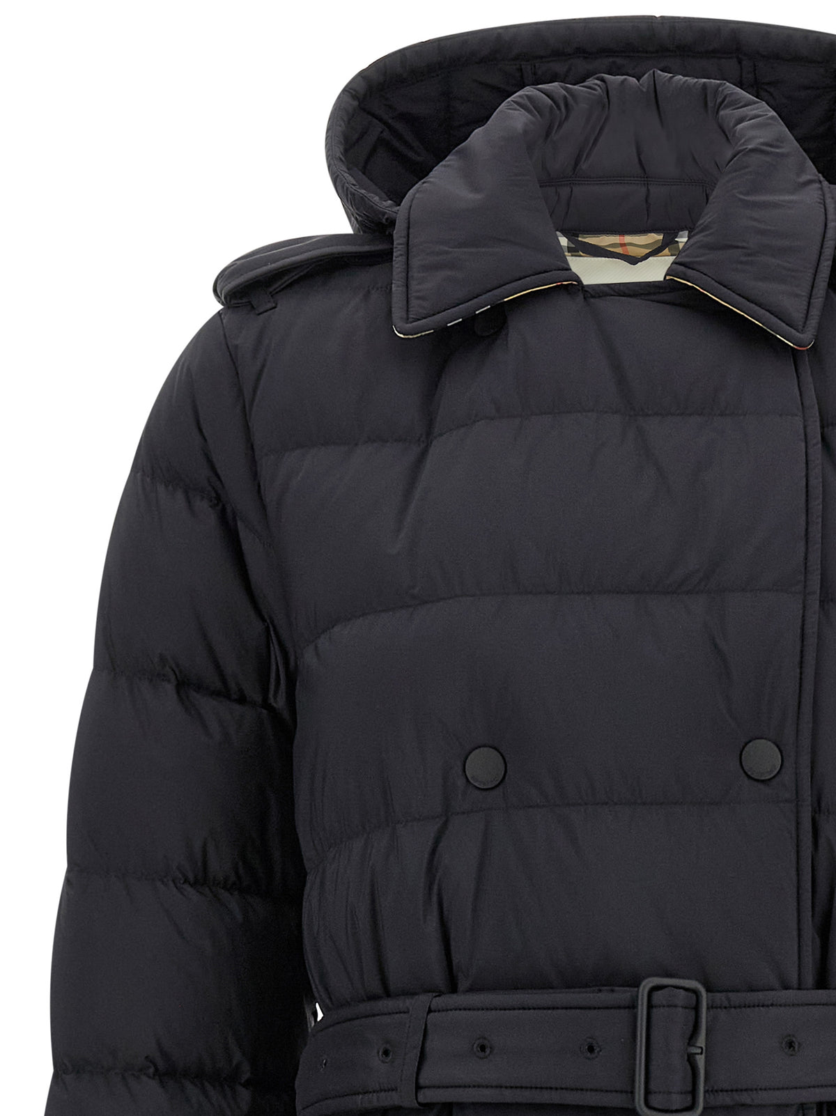 Burberry Black Padded Quilted Trench Coat