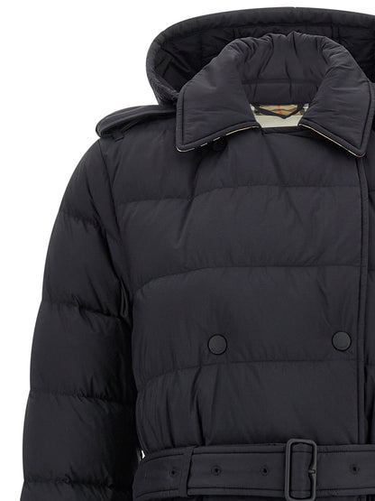 Burberry Black Padded Quilted Trench Coat