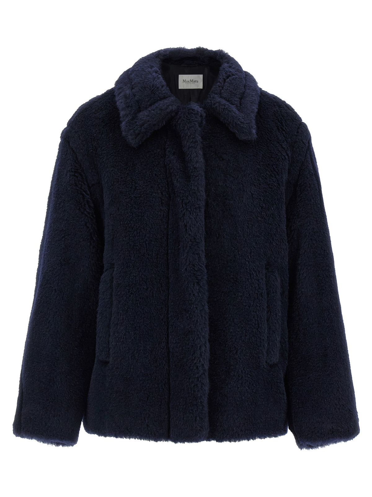 Max Mara MxmFuggito Blue Alpaca-Wool Teddy Short Coat