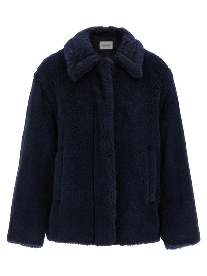 Max Mara MxmFuggito Blue Alpaca-Wool Teddy Short Coat