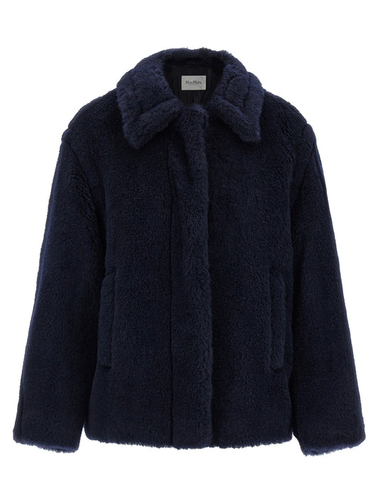 Max Mara MxmFuggito Blue Alpaca-Wool Teddy Short Coat