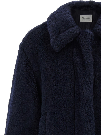 Max Mara MxmFuggito Blue Alpaca-Wool Teddy Short Coat