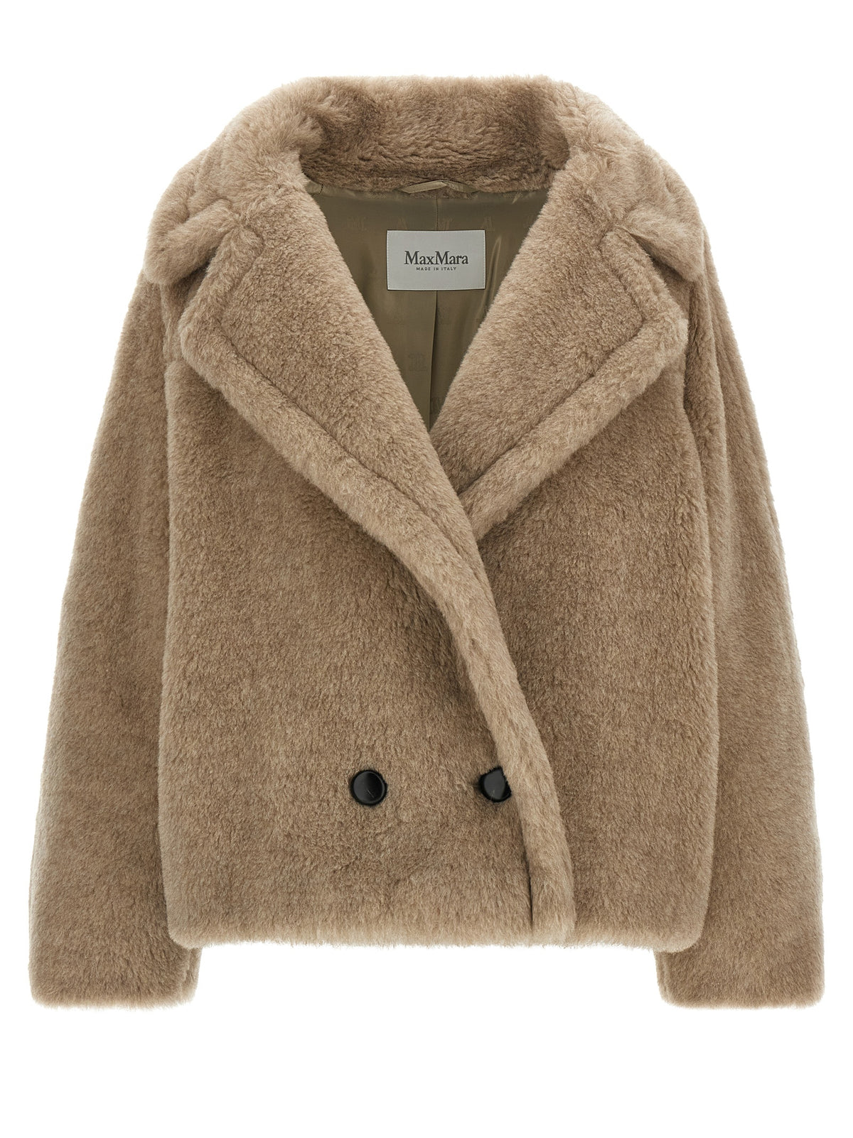 Max Mara MxmCambusa Beige Alpaca-Cashmere Teddy Short Coat