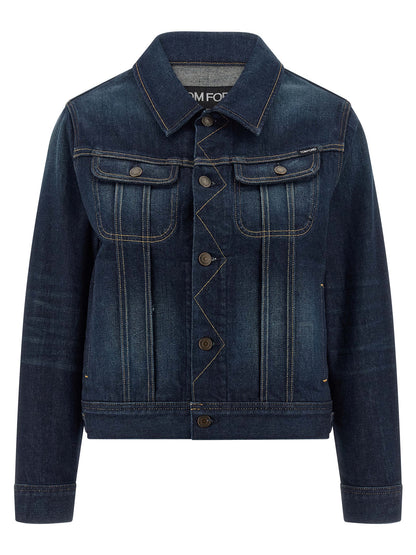 Tom Ford Blue Japanese Stonewashed Denim Jacket