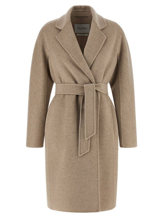 Max Mara MxMaceri Beige Hand-Stitched Cashmere Midi Coat