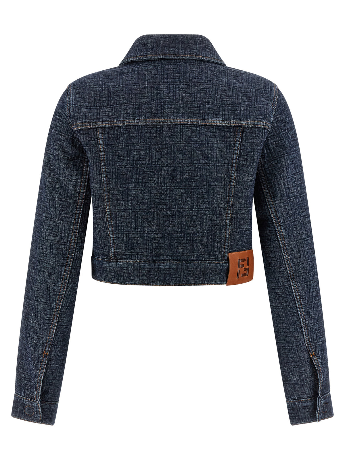 Fendi Blue Padded FF Jacquard Denim Jacket