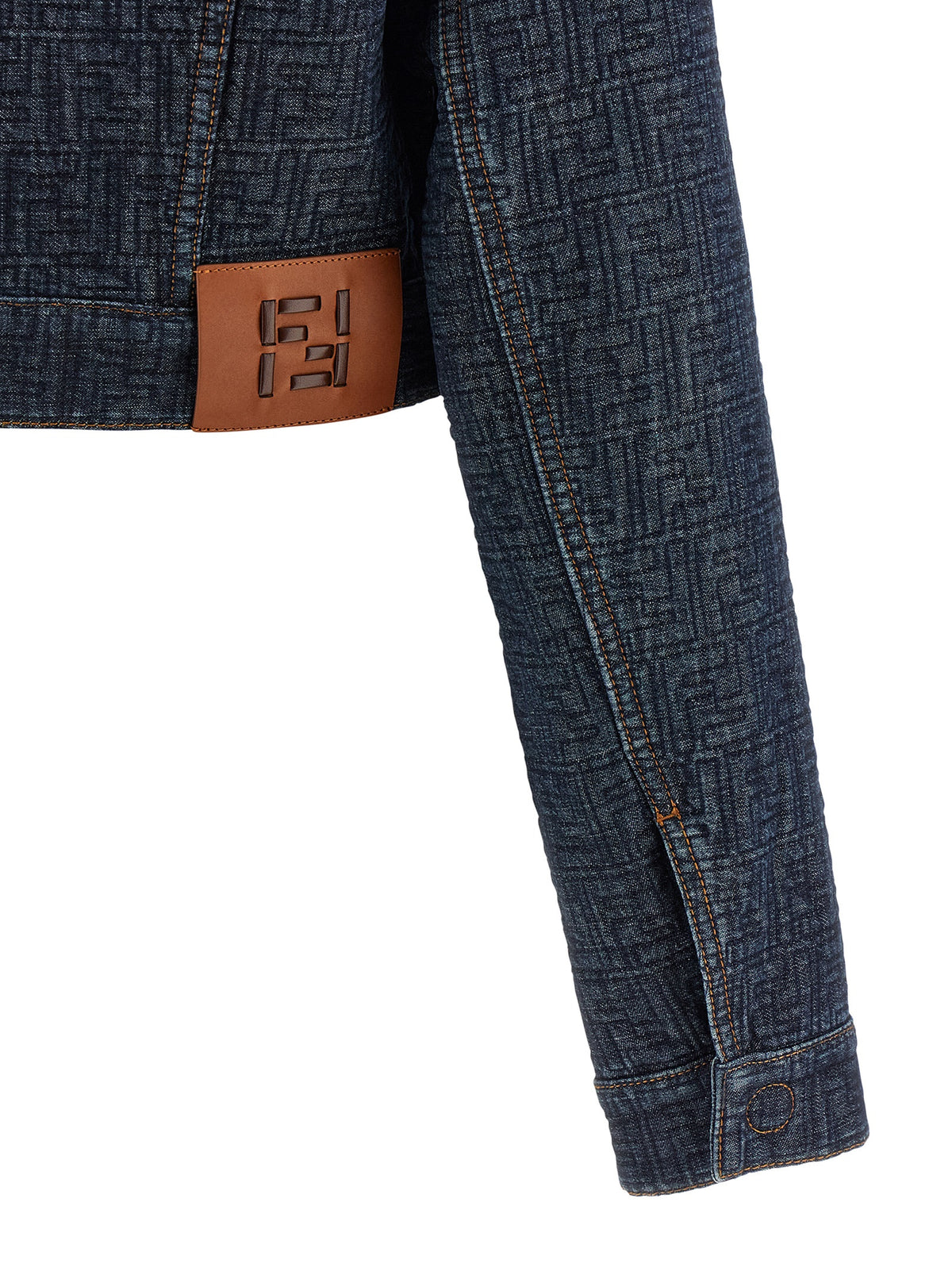 Fendi Blue Padded FF Jacquard Denim Jacket