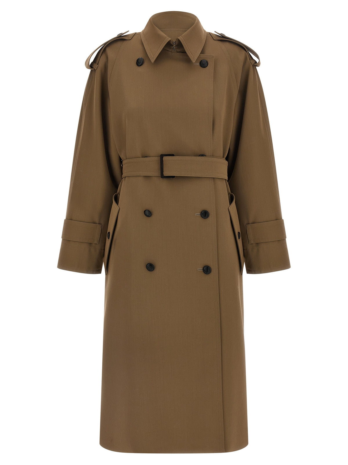 Max Mara Mxmcerto Brown Virgin Wool Gabardine Trench Coat