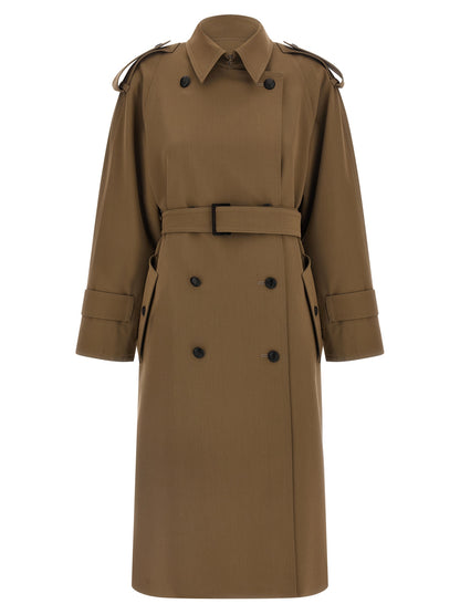 Max Mara Mxmcerto Brown Virgin Wool Gabardine Trench Coat