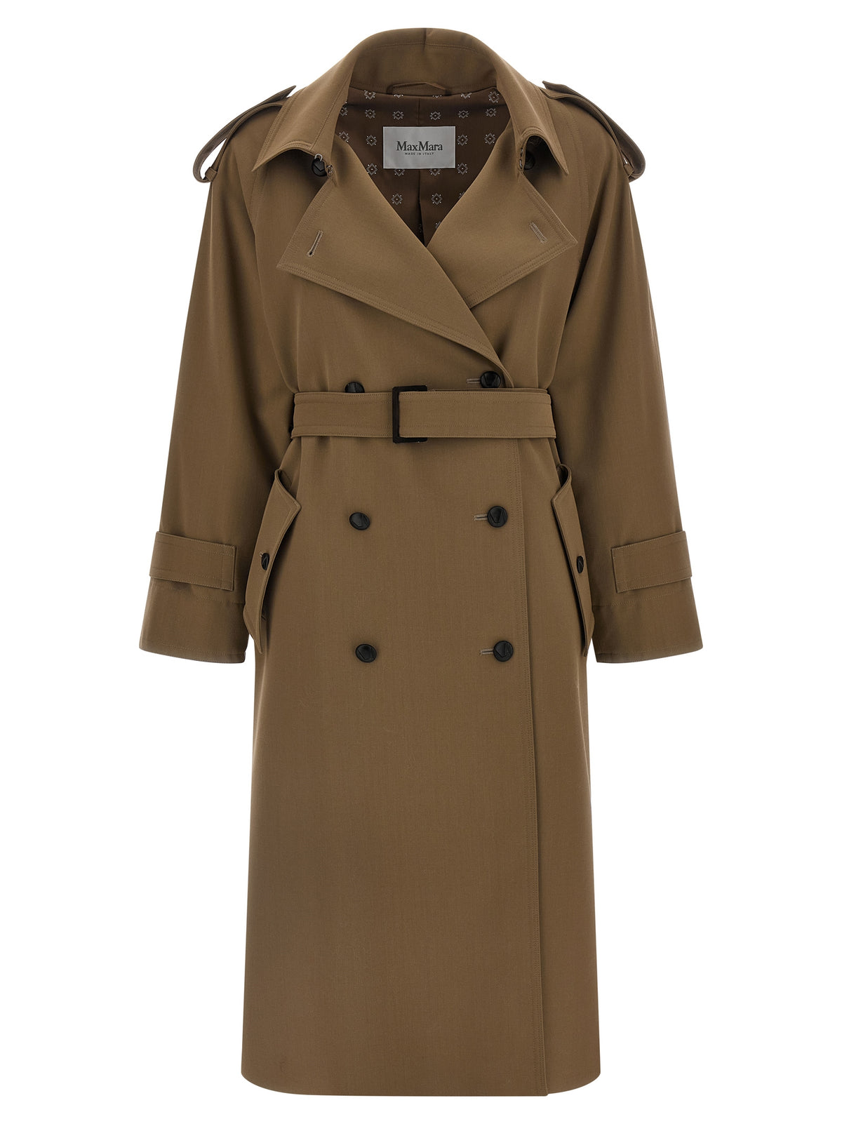 Max Mara Mxmcerto Brown Virgin Wool Gabardine Trench Coat