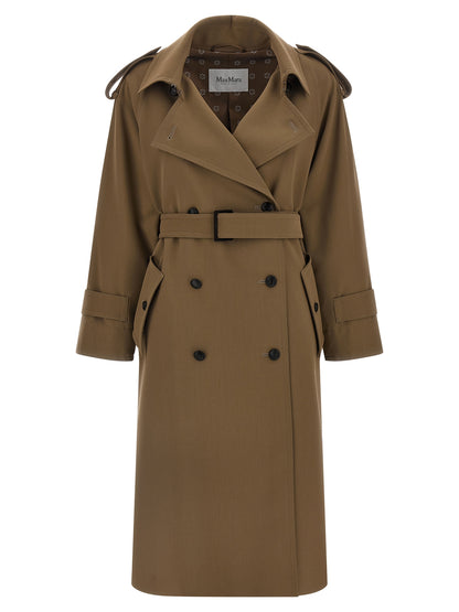 Max Mara Mxmcerto Brown Virgin Wool Gabardine Trench Coat