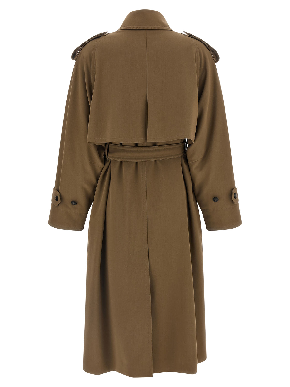 Max Mara Mxmcerto Brown Virgin Wool Gabardine Trench Coat