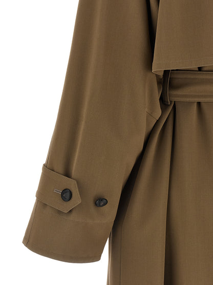 Max Mara Mxmcerto Brown Virgin Wool Gabardine Trench Coat