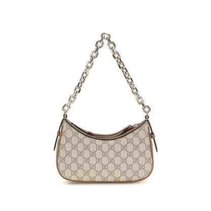 Gucci GG Emblem Beige & Ebony GG Monogram Fabric Shoulder Bag