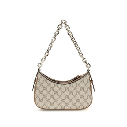 Gucci GG Emblem Beige & Ebony GG Monogram Fabric Shoulder Bag