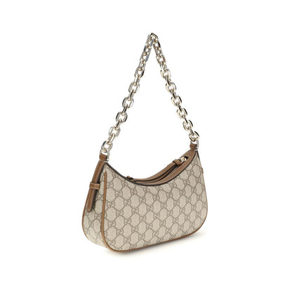 Gucci GG Emblem Beige & Ebony GG Monogram Fabric Shoulder Bag