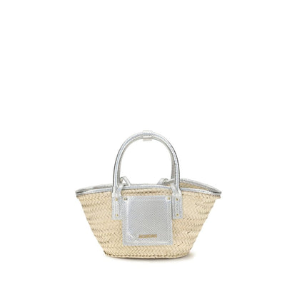 Jacquemus Le Panier Solis Beige Raffia and Leather Tote Bag