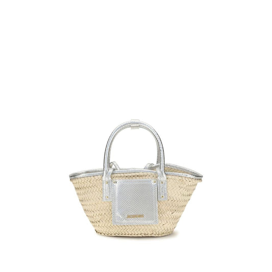 Jacquemus Le Panier Solis Beige Raffia and Leather Tote Bag