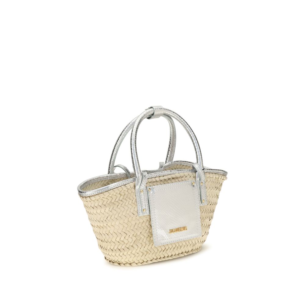 Jacquemus Le Panier Solis Beige Raffia and Leather Tote Bag