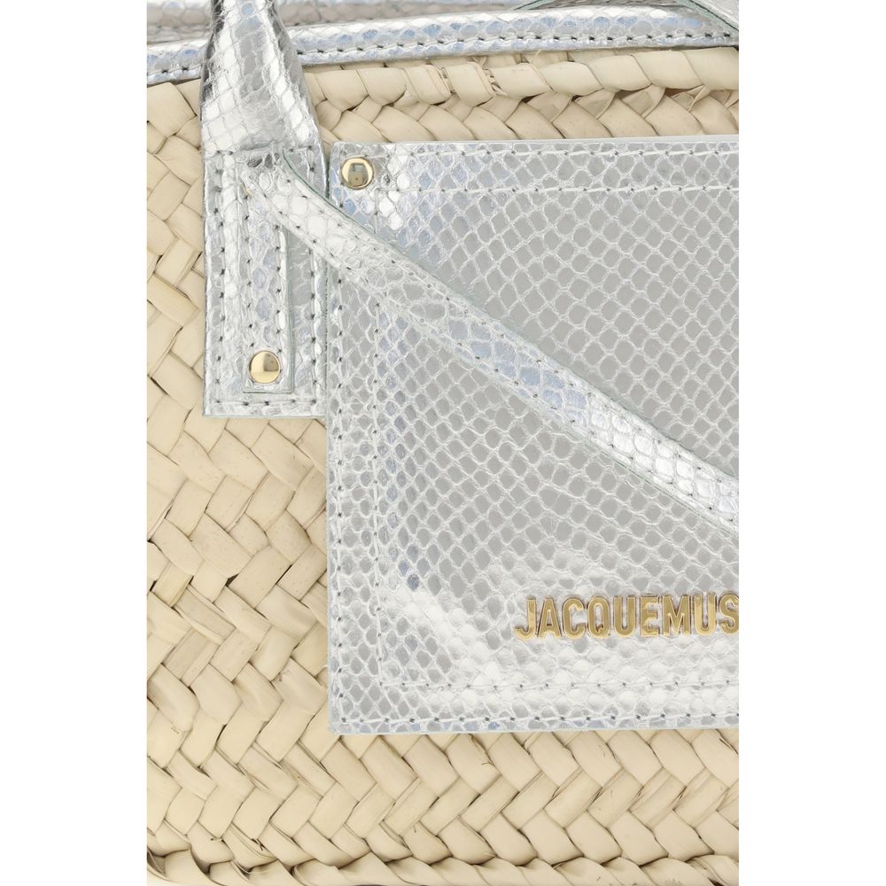Jacquemus Le Panier Solis Beige Raffia and Leather Tote Bag