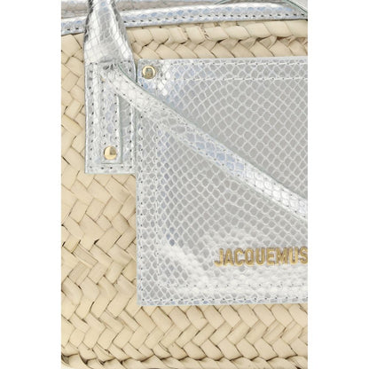 Jacquemus Le Panier Solis Beige Raffia and Leather Tote Bag