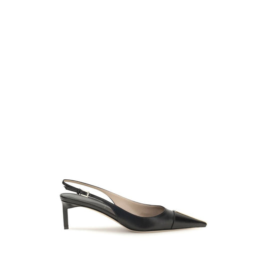 Tom Ford T Logo Slingback Black Leather Pumps