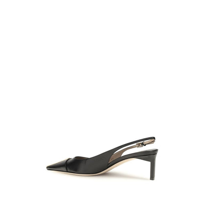 Tom Ford T Logo Slingback Black Leather Pumps