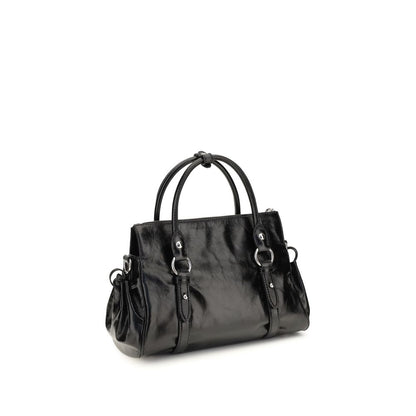 Miu Miu Embossed Logo Leather Handbag Black