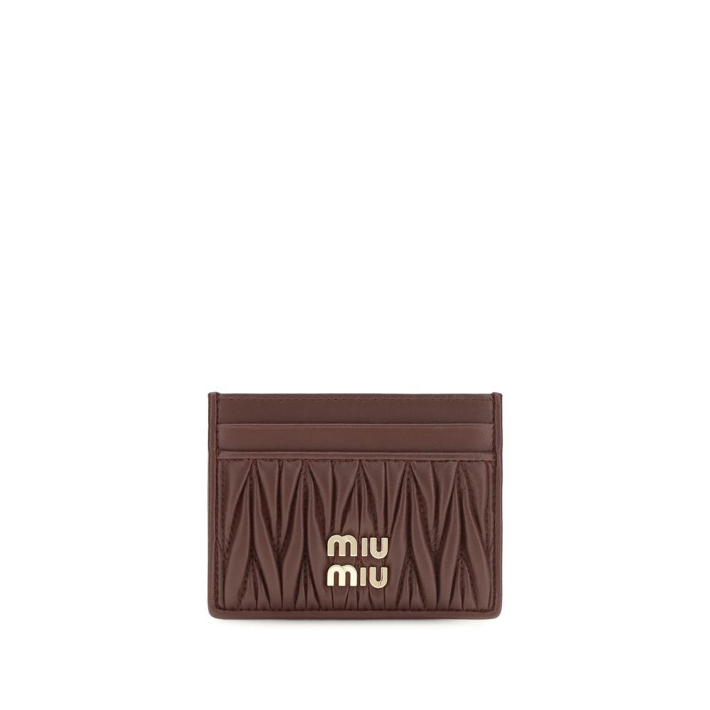 Miu Miu Matelassé Bordeaux Nappa Leather Card Holder